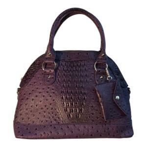 Chic Purple Faux Alligator Textured Satchel